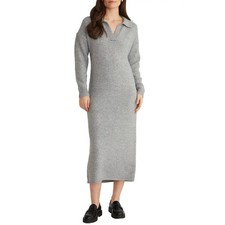525 America Smoke Grey Knit Polo Midi Dress Womens Small NWT 110019725 Z1092