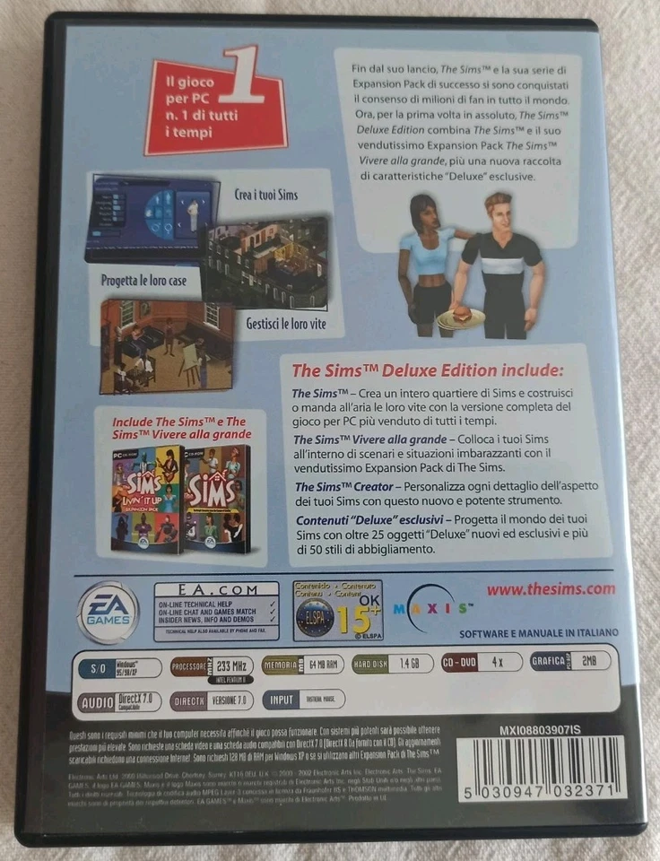 The Sims Deluxe Edition PC Gioco Completo in Italiano Come Nuovo! Raro Vintage - Immagine 2 di 4