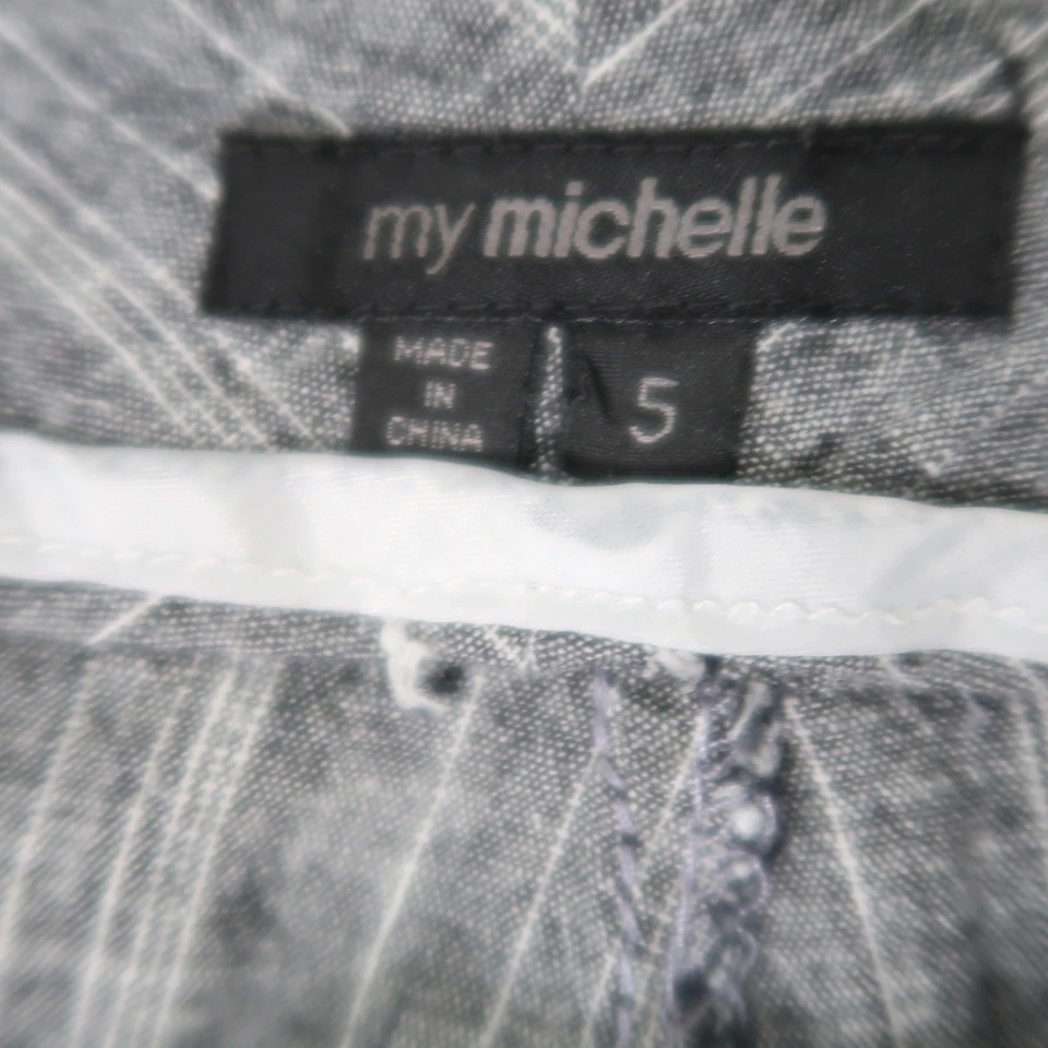 Pantalones acampanados vintage Y2K My Michelle gris y blanco a rayas tiro bajo 5 Foto 4 de 4