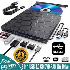 USB 3.0 Slim External CD DVD Drive Disc Player Burner Writer For Laptop PC Mac