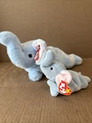 “RARE” Ty Peanut The Elephant Beanie Buddy & Beanie Baby Set - Vintage - MWMTs