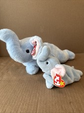 “RARE” Ty Peanut The Elephant Beanie Buddy & Beanie Baby Set - Vintage - MWMTs