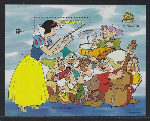 1987 Redonda Disney Souvenir Sheet - Snow White and the 7 Dwarves - MNH