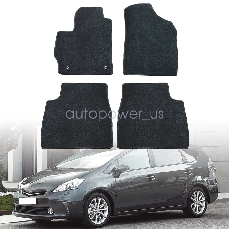 Alfombrillas de repuesto delanteras y traseras de terciopelo negras para Toyota Prius 2012-2015 Foto 2 de 4