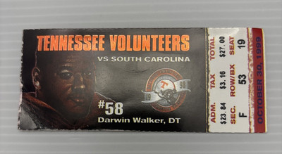 1999 University Tennessee Vols Football Ticket Stub D Walker South Carolina #5