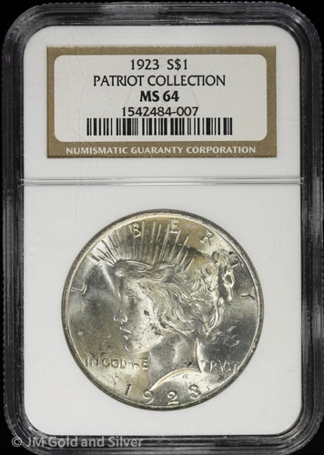 1923-P $1 Peace Silver Dollar NGC MS 64 | Patriot Collection Uncirculated UNC BU