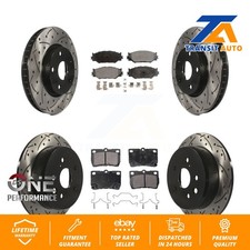Front Rear Drilled Slot Disc Brake Rotor & Semi-Metallic Pad Kit For Lexus IS250