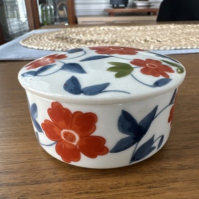 Vintage Counterpoint San Francisco Ceramic Floral Container Trinket Box Japan 