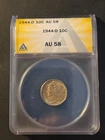 1944-D Winged Liberty Head Mercury Silver Dime ANACS AU 58