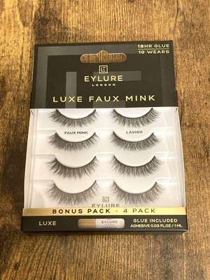Eylure London Luxe Faux Mink Lavish Bonus Pack Glue Included 4 Pack New 