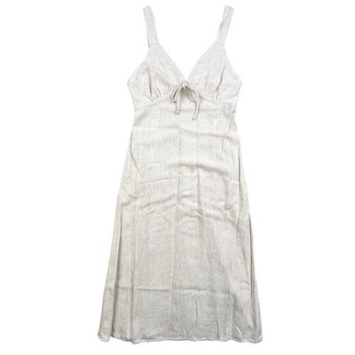 Monteau Los Angeles Dress Small Beige Linen Blend Long Strappy Bow Beach |  eBay