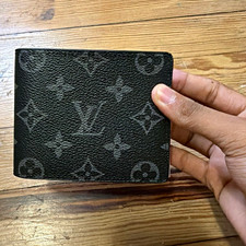 Louis Vuitton Men's Monogram Bifold Wallet Black Logo Made in France