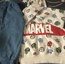 Marvel Boys 2 Piece Outfit Set Superhero Print Hoodie Blue Pants