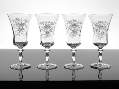 MIKASA TEA ROSE 14 OZ CRYSTAL ICED TEA GLASSES   SET OF 4