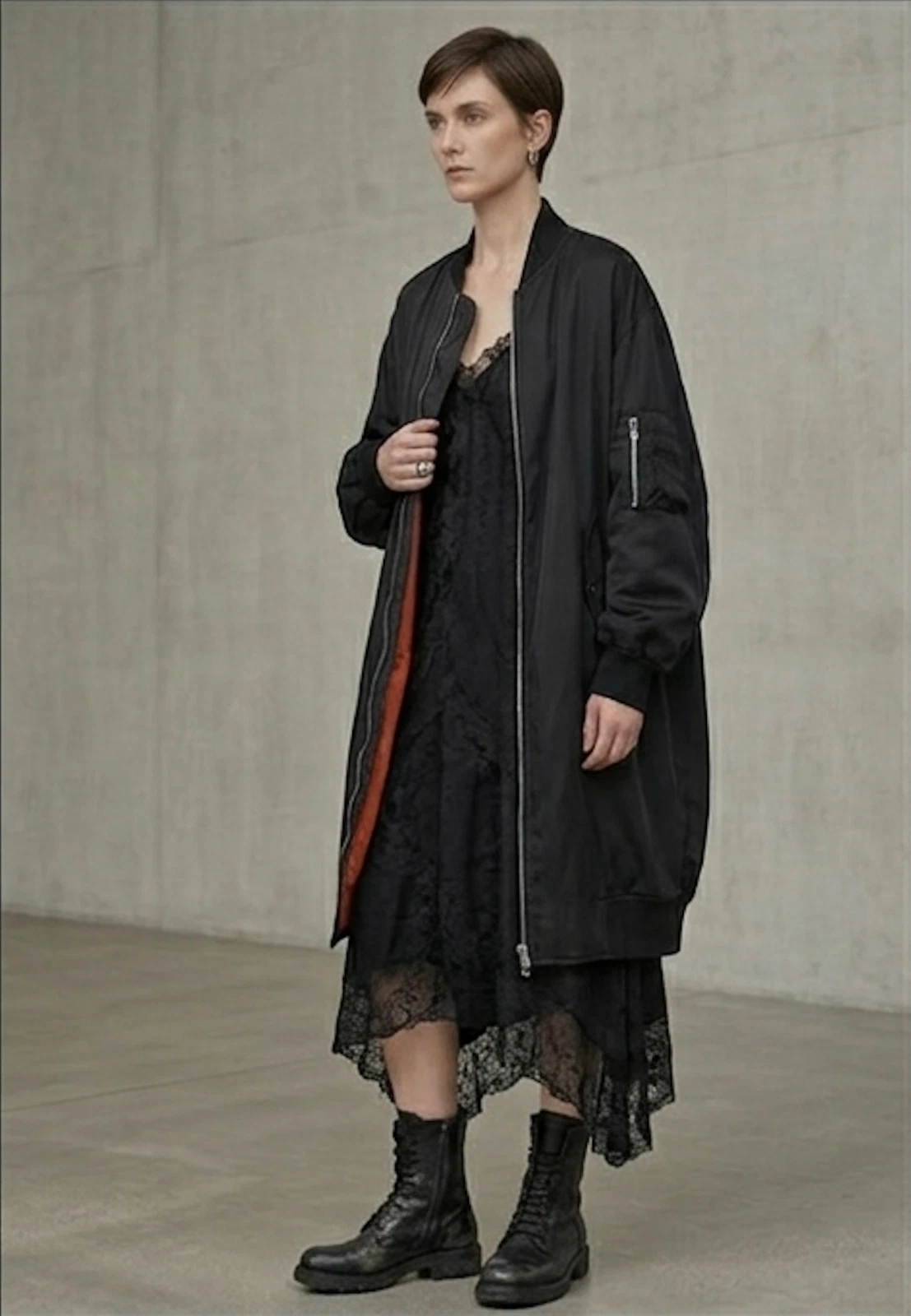 Valentino — VALENTINO Authentic Black Silk Longline Bomber Coat Oversized Duster IT 46 US 10