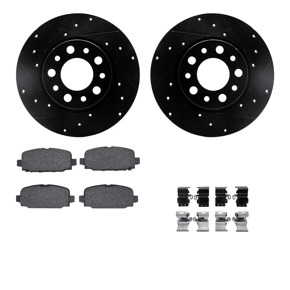For Jeep Compass 17-23 Drilled & Slotted Rear Brake Kit w Optimum Pads Foto 2 de 3