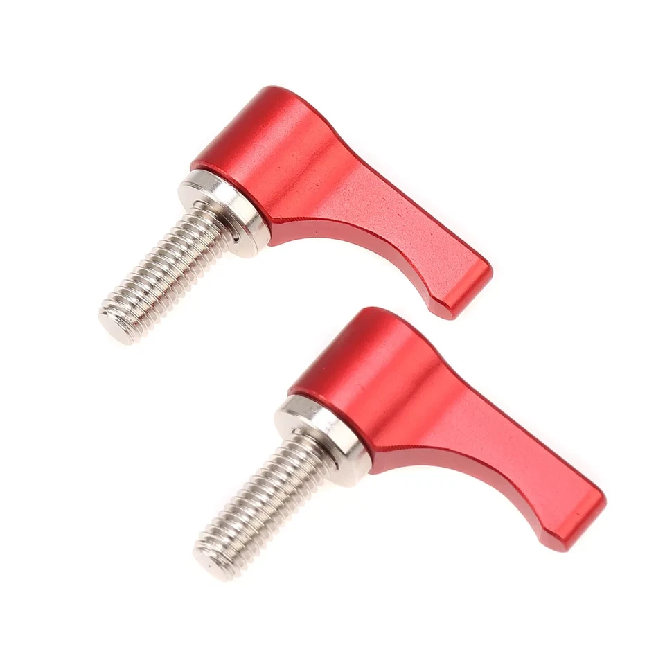 Perilla giratoria roja M5 20 mm tuerca de ala tornillo de palanca de pulgar para bloque de riel de abrazadera de varilla de 15 mm Foto 2 de 2