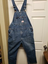 Round House Mens Bib Overall Size 38X26 Blue Faded Gardner Farmer