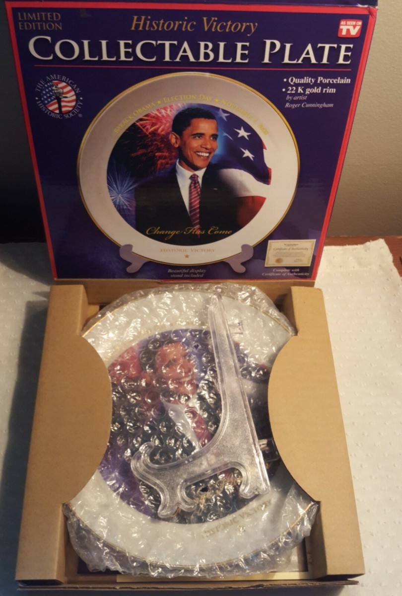 President Barack Obama Historic Victory Collectible Plate in Box