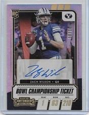 2021 Contenders Draft Auto RC ZACH WILSON /10 Bowl Championship Ticket 10/10 