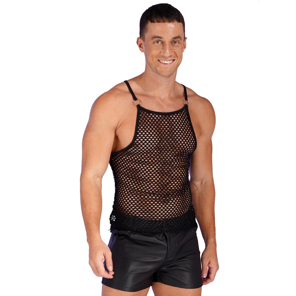 Mens Fishnet Mesh Tank Top Sleeveless Shirt Hollow Out Muscle