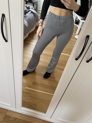 Black Striped Flared Trousers Petite Uk 