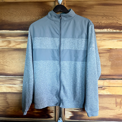 Footjoy Sweater Mens Large Gray Full Zip Knit Pullover Jacket Long