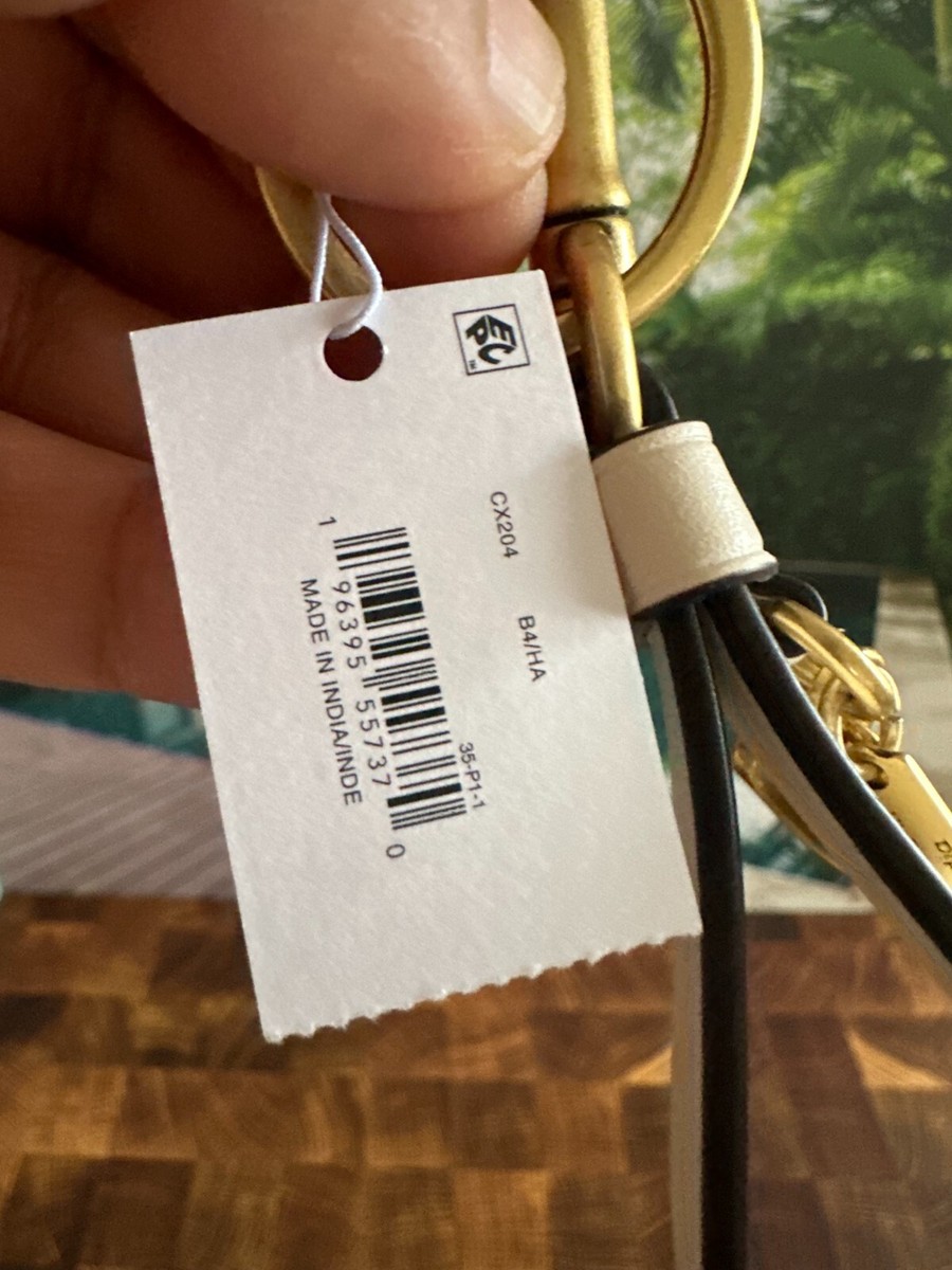 NWT COACH LEATHER RIVET LOOP BAG CHARM KEY RING LOOP CX204 chalk