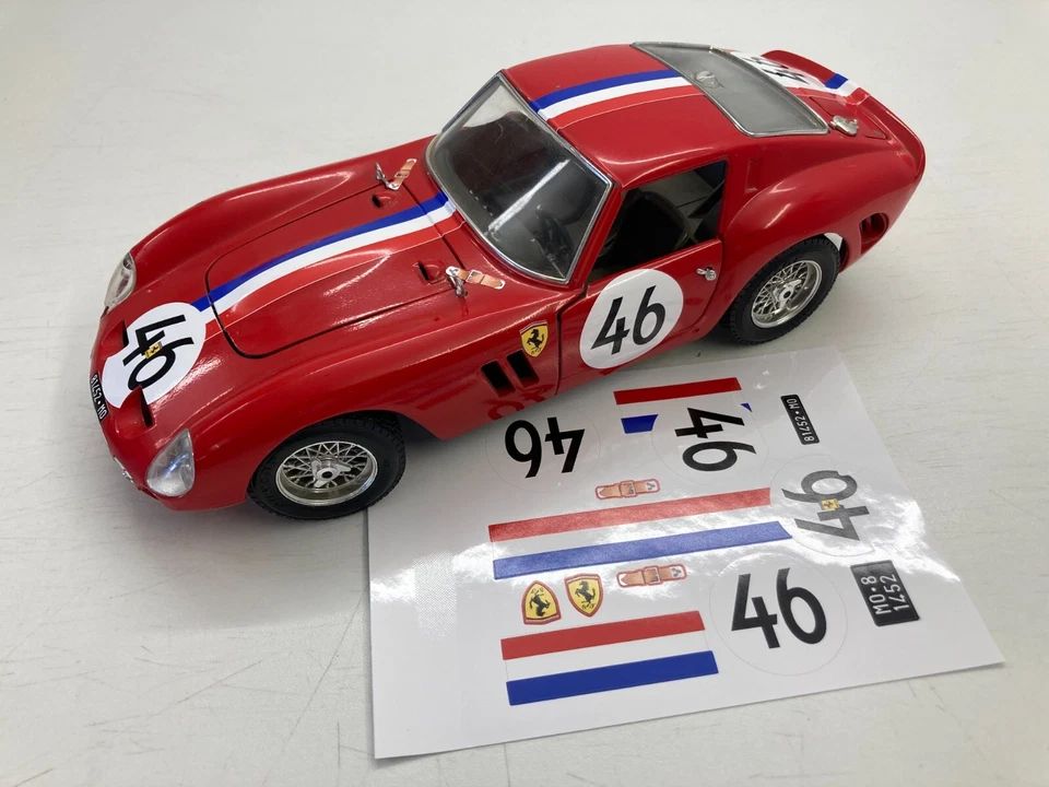 STICKERS POUR FERRARI GTO BURAGO #46 - 1/24 ou 1/18 NO DECAL AUTOCOLLANT DCS045