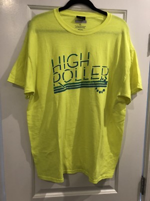 New High Roller T Shirt Las Vegas Neon Yellow Size XL Authentic Apparel