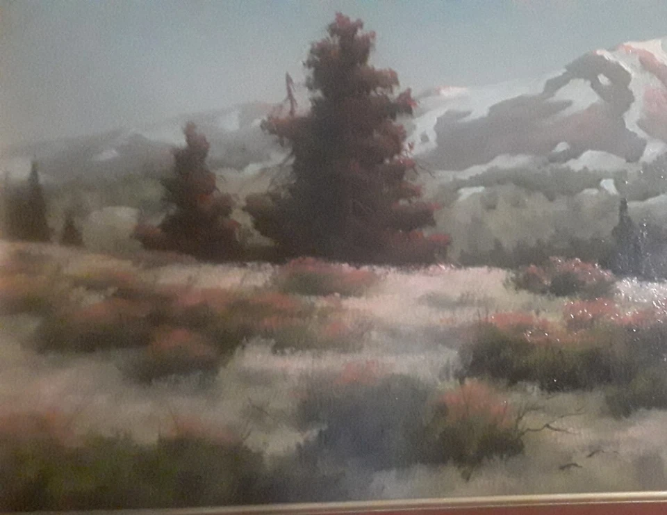 Pintura al óleo sobre tabla firmada por Heinie Hartwig 'Sonora Pass' 11x23 enmarcada Foto 2 de 4