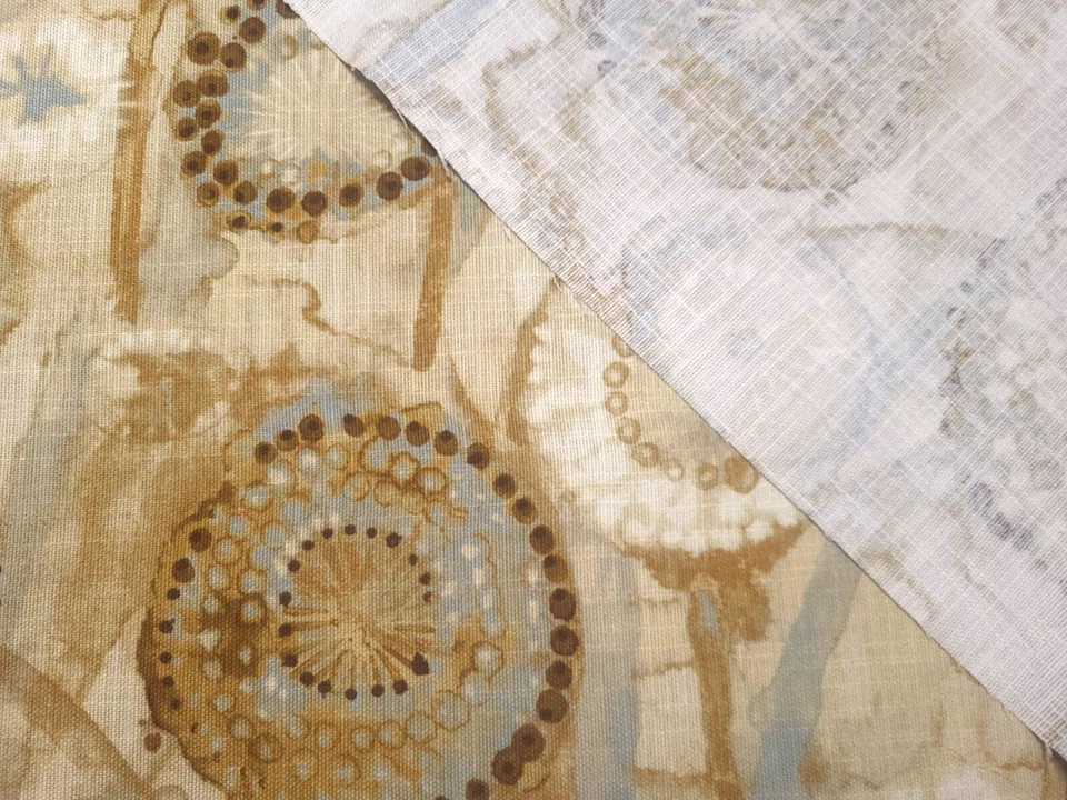 PKaufmann MAJORCA NATURAL Beige White Abstract Designer Print Drapery Uph Fabric - Image 2 of 4