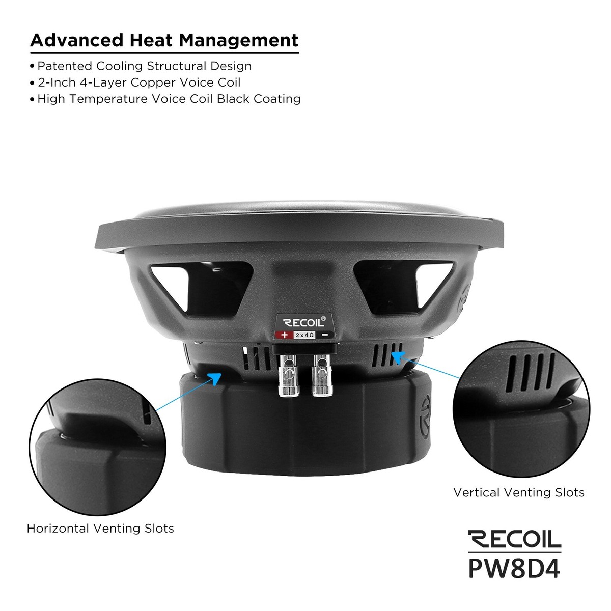 RECOIL PW8D4 Car Audio Subwoofer 8