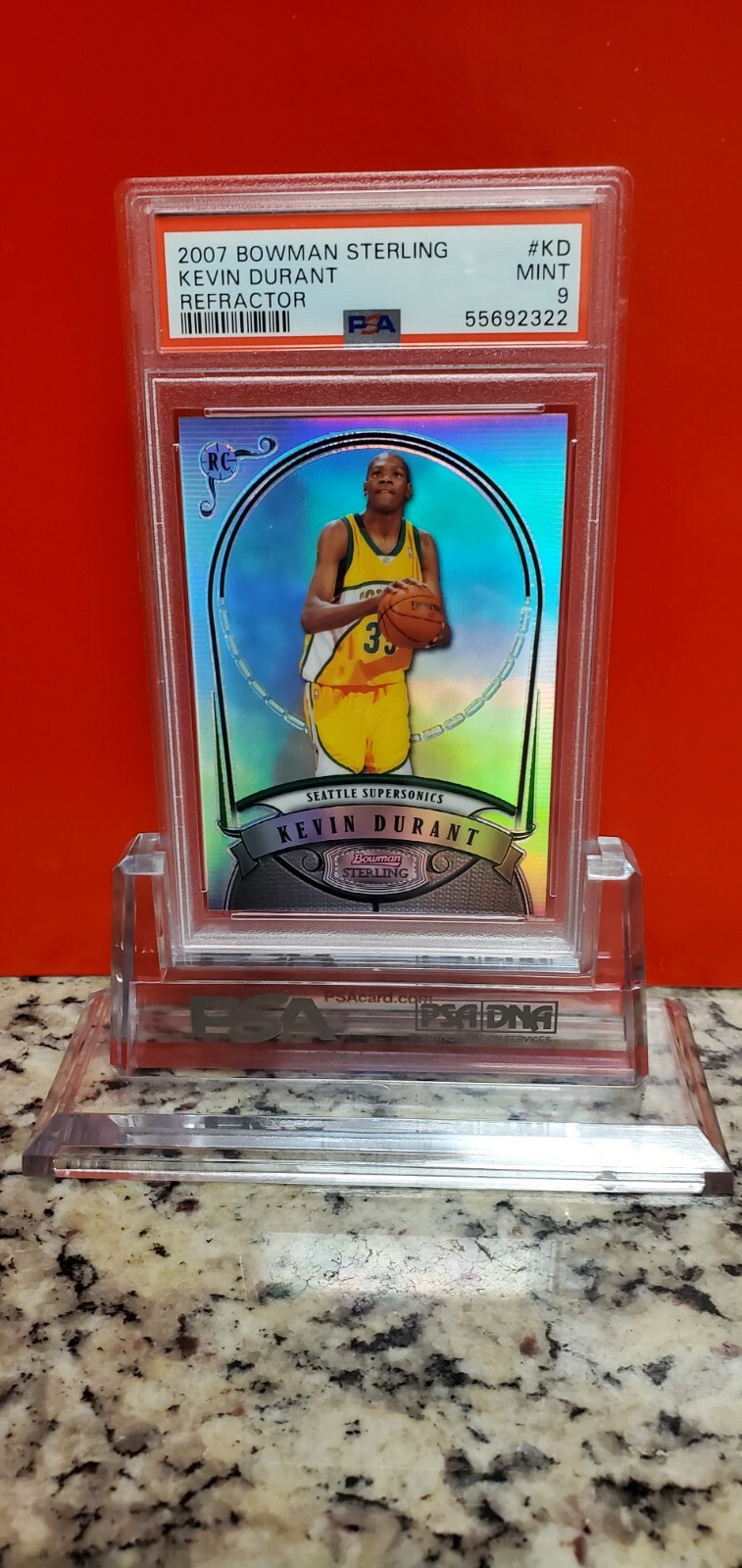 2007-08 Bowman Sterling Refractors /399 Kevin Durant #KD PSA 9 MT Rookie RC