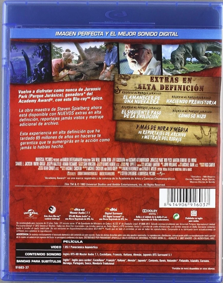 Jurassic Park (Parque Jurásico) Blu-ray ( 6 Junio 2012 descatalogado) Sam Neill - Imagen 2 de 3