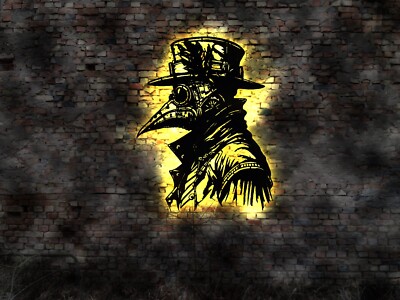 Steampunk Steam Punk Maske Bild LED Deko Bär Kunst Gothic Wandschmuck Flagge
