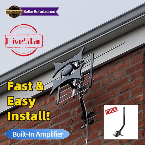 Easy DIY Install Indoor Outdoor HDTV Antenna 4K 1080P Built-in Amplifier + Pole