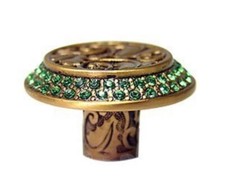 Edgar Berebi 1 1/2" gałka z drewna deszczu z erinitem zielona krystaliczna Swarovski 