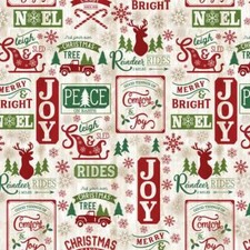 Christmas Fabric BTY, Christmas Patch on Wood, C8655, TheFabricEdge