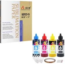 Sublimation Starter Kit - A-SUB Sublimation Paper and Ink for Inkjet Printers