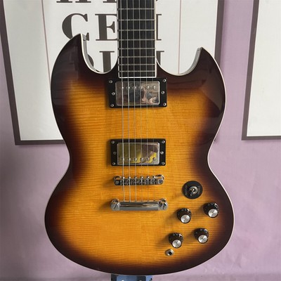 Custom Electric Guitar Flamed Maple Top Mahogany Body HH Pickups 6 String Solid