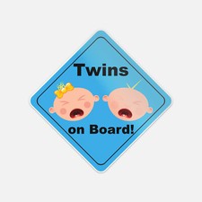 Twins On Board Boy And Girl Crying Cute Funny Baby Vinyl Sticker Decal