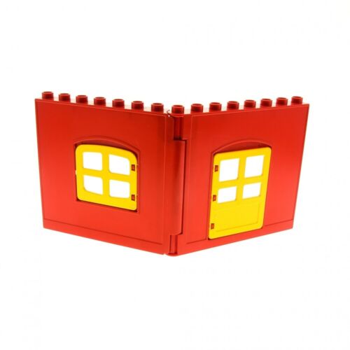 1x LEGO Duplo Wall Element 1x16x6 Red Window Door Yellow 4809 2205 51261 51260 - Picture 1 of 1