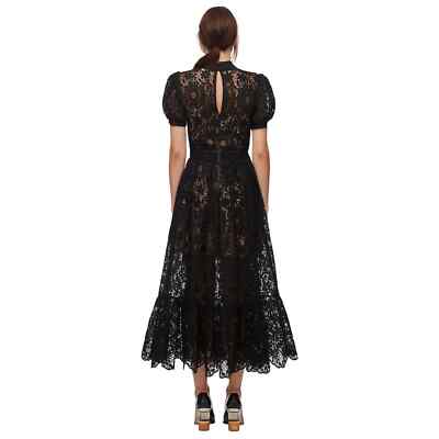 self portrait abstract floral guipure mini dress Self-Portrait Black Guipure Floral Mini Dress