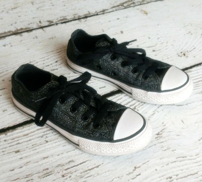 girls black sparkle converse