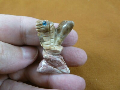 (Y-SNAK-66) little tan Coiled Snake gemstone carving soapstone Peru love snakes