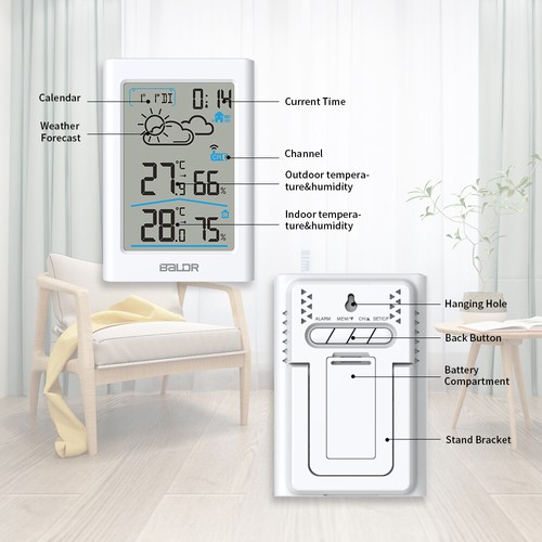 BALDR Termometro digitale da interno esterno igrometro misuratore temperatura umidità - Foto 6 di 35