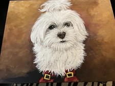 Custom hand painted portrait dog urn Keepsake Box Wood maltese urn Box poodle