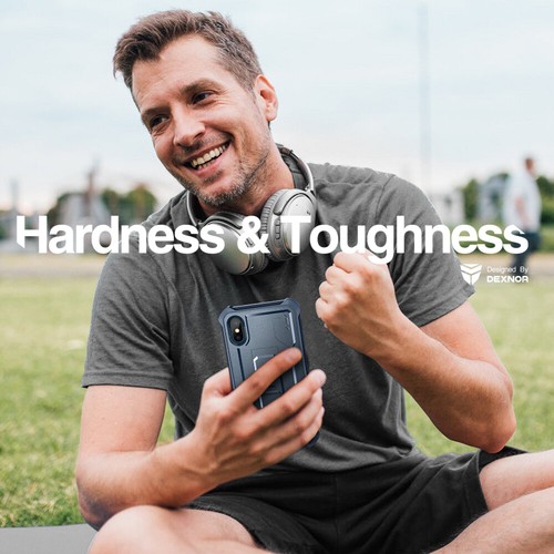 Dexnor Full Body Shockproof Case for iPhone X iPhone XS Built-in Kickstand - Photo 18 sur 34