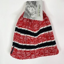 Obermeyer Andy Knit Hat Beanie Junior Red White Blk Stripe Acrylic Wool NWT